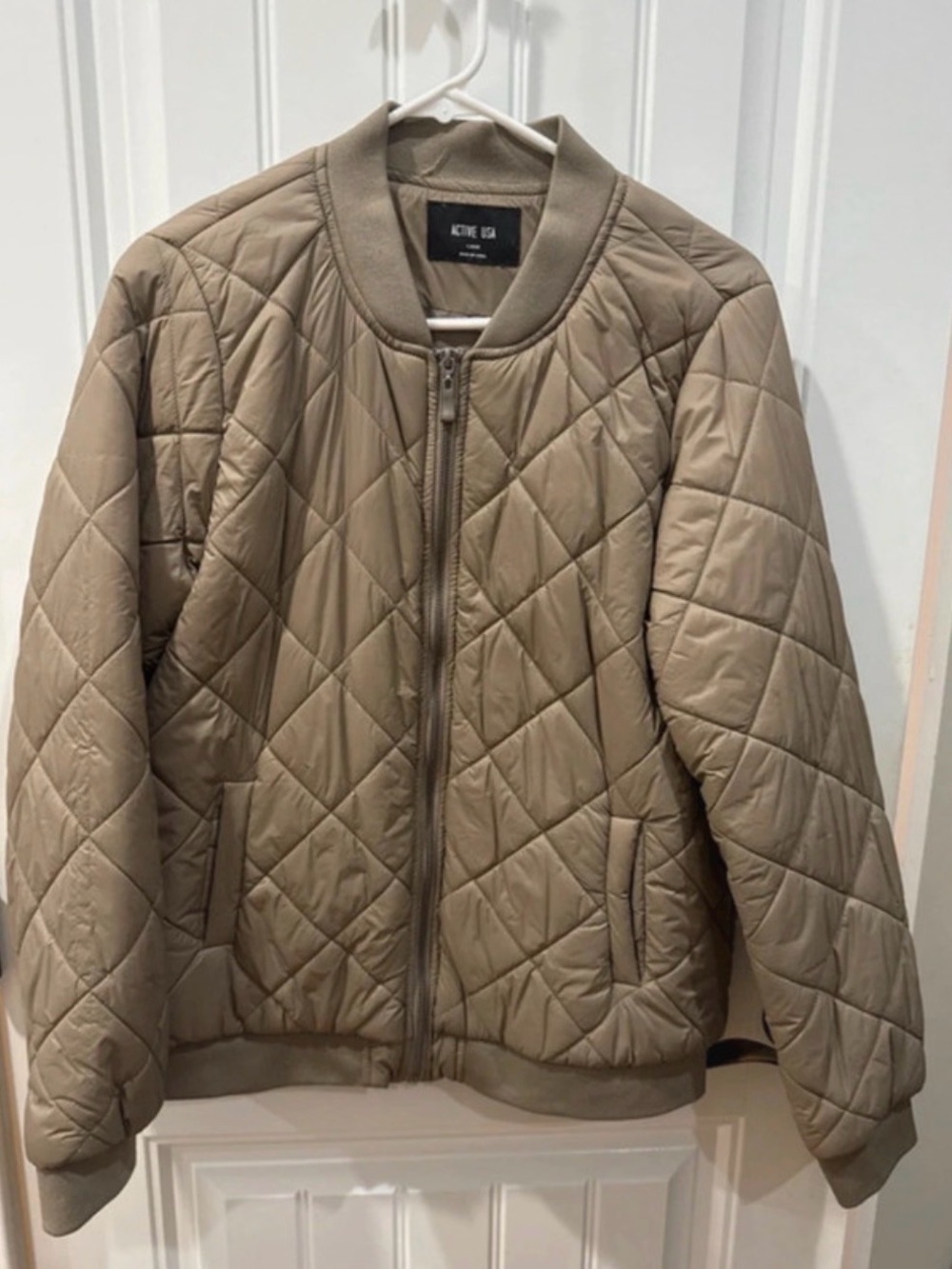 Active USA Quilted Bomber Jacket - Taupe